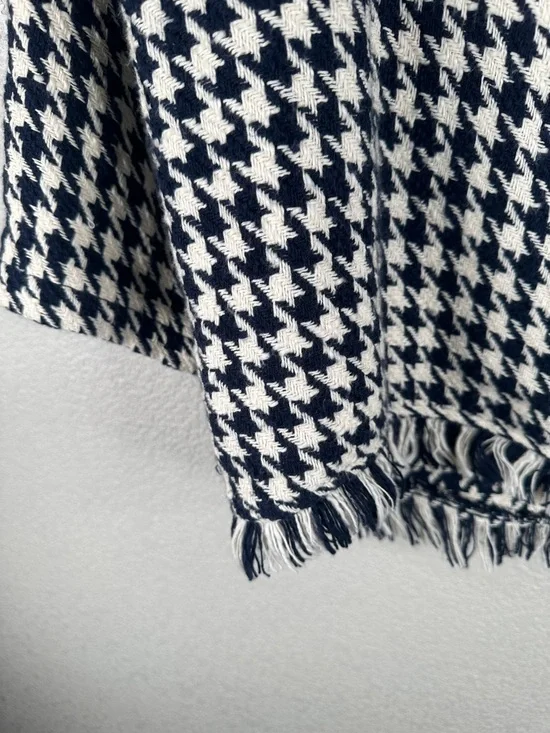 Zara Navy Blue & Cream Houndstooth Coastal Classic Knit Cropped Sweater Size XS - Picture 4 of 7